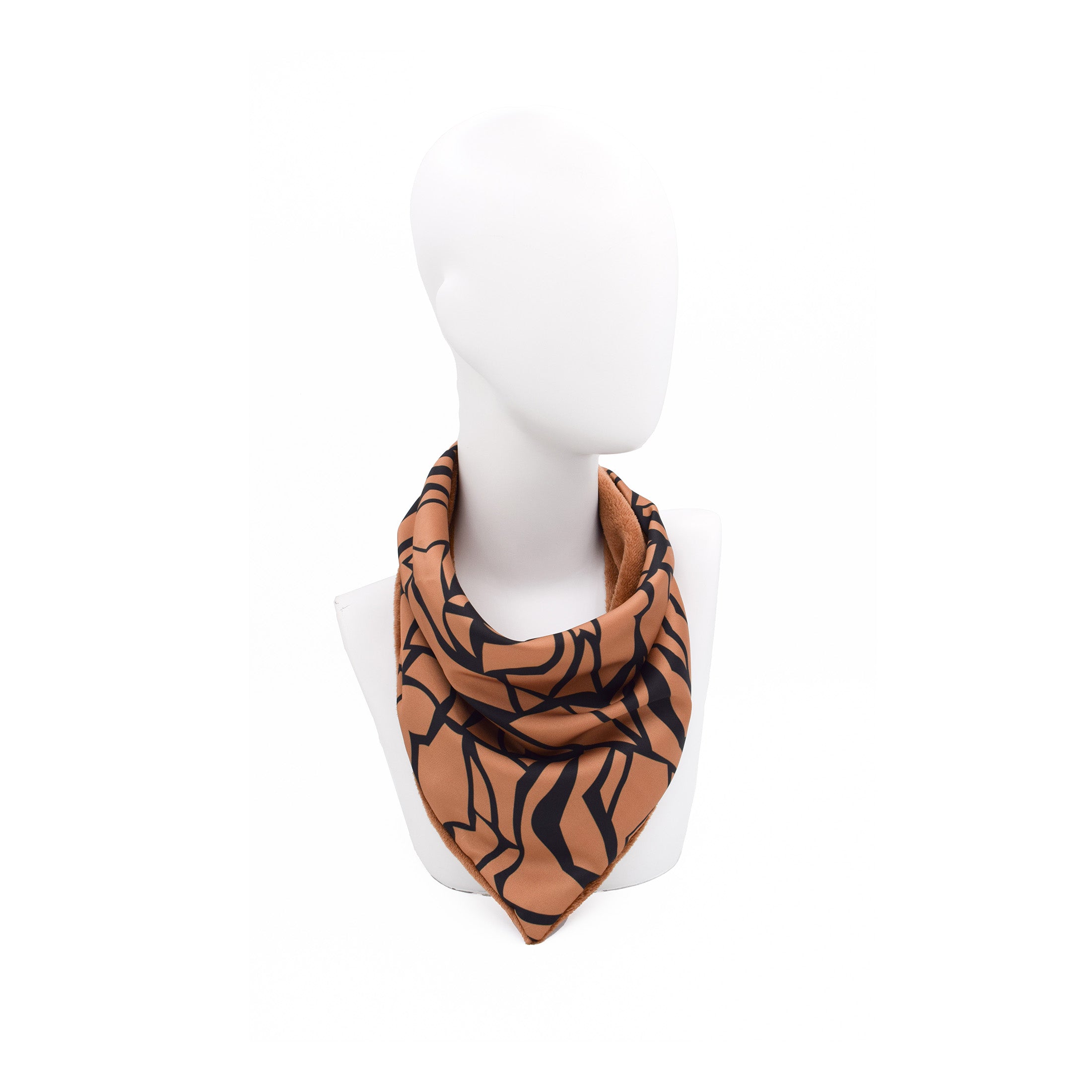 ΤΡΙΓΩΝΟ SNOOD NERINA COFFEE: Χειροποίητο φουλάρι, σε coffee, black