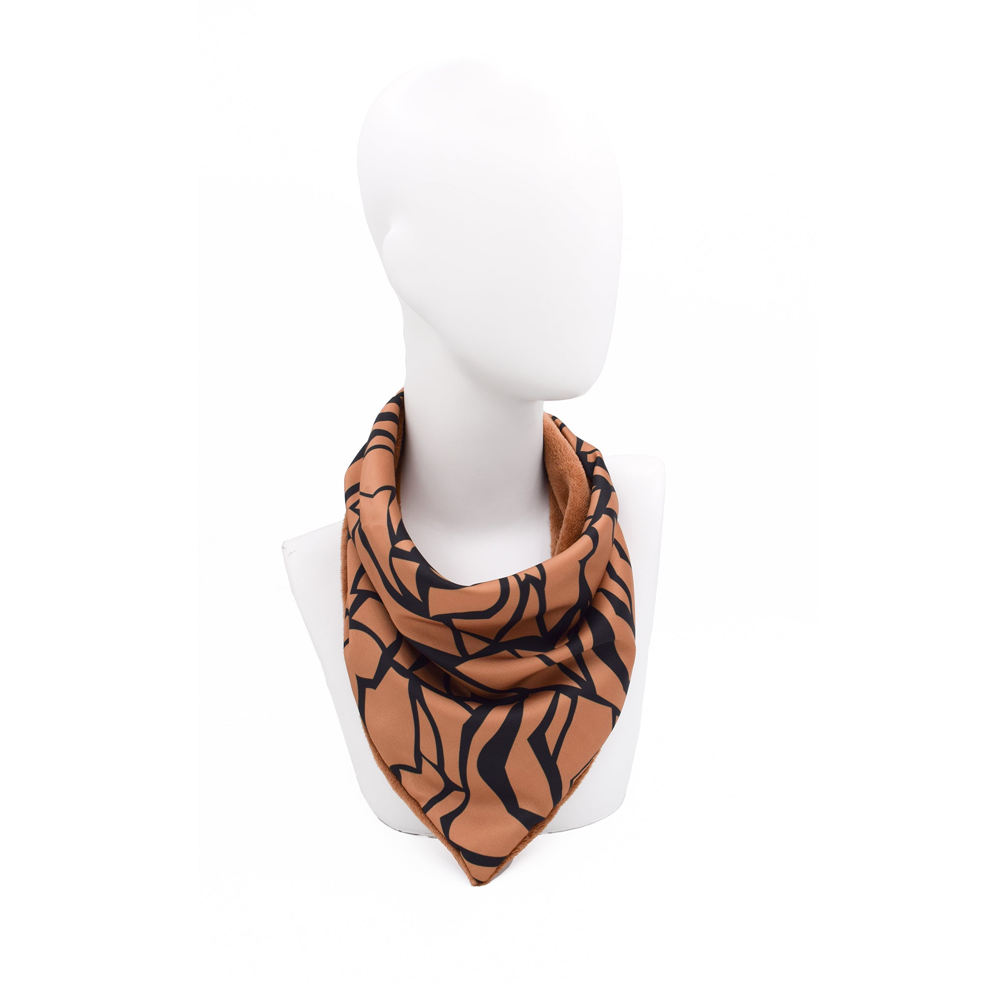 ΤΡΙΓΩΝΟ SNOOD NERINA COFFEE: Χειροποίητο φουλάρι, σε coffee, black