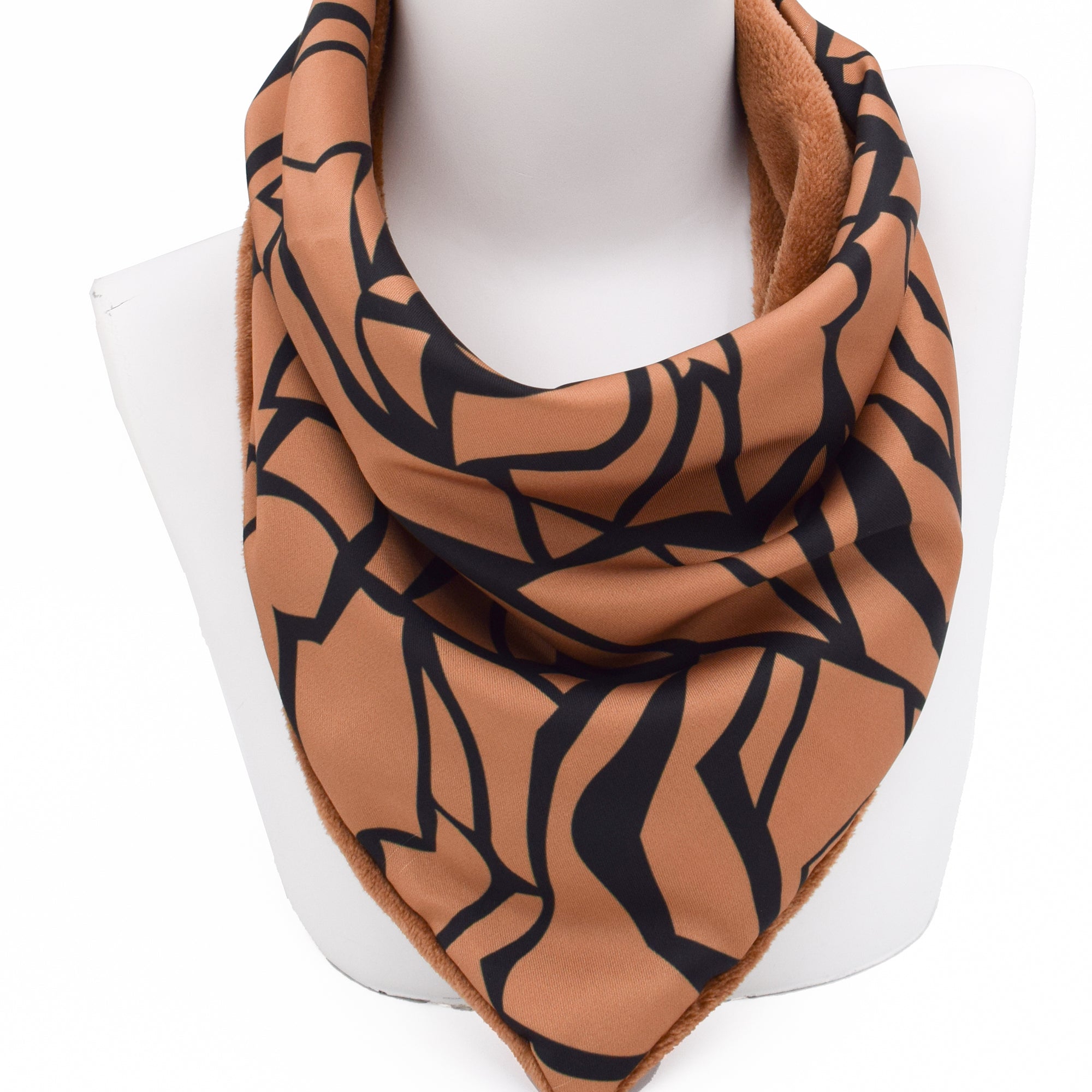 ΤΡΙΓΩΝΟ SNOOD NERINA COFFEE: Χειροποίητο φουλάρι, σε coffee, black