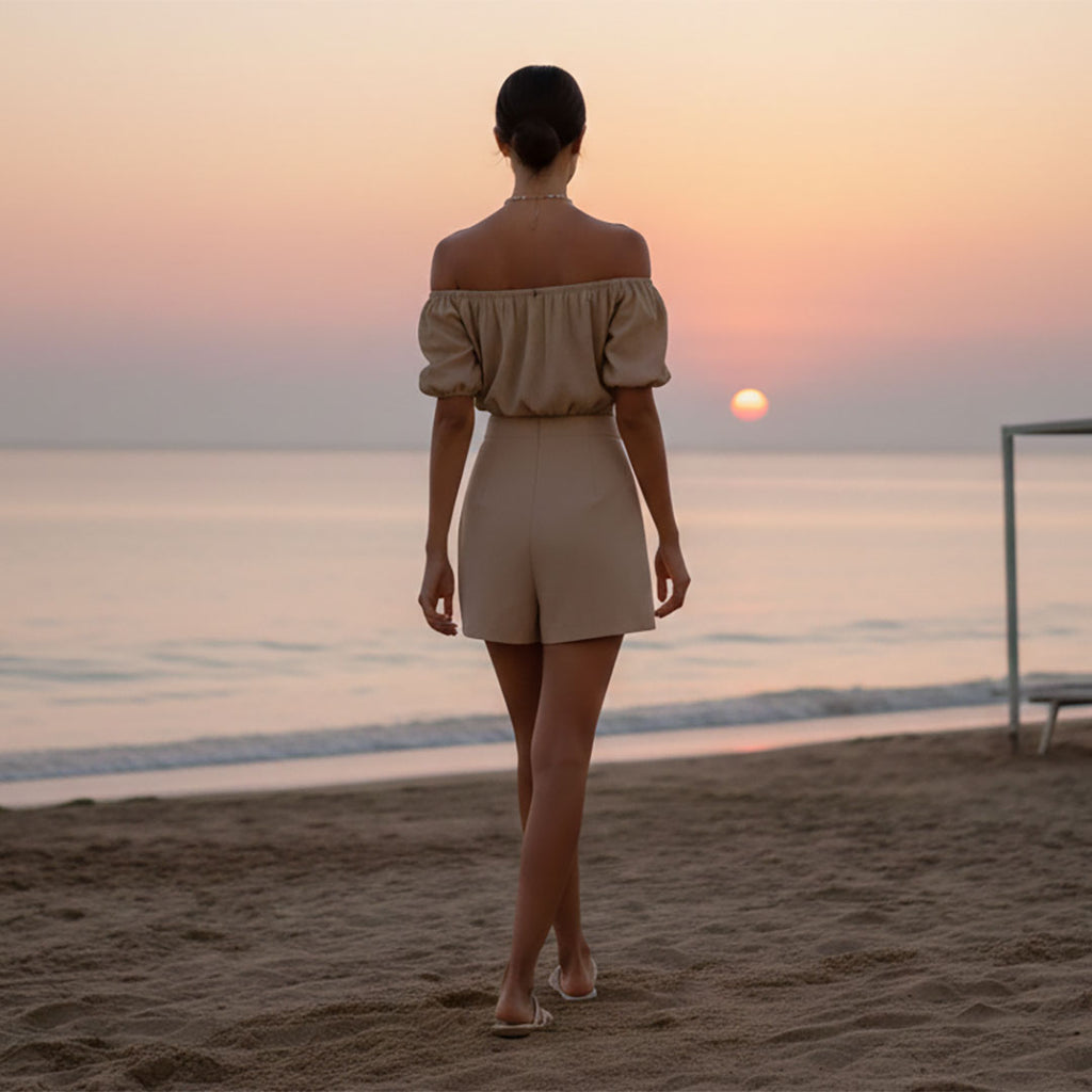 DESERT SAND SKIRT SHORTS: Χειροποίητη φούστα, σορτς, wrap style, βισκόζ