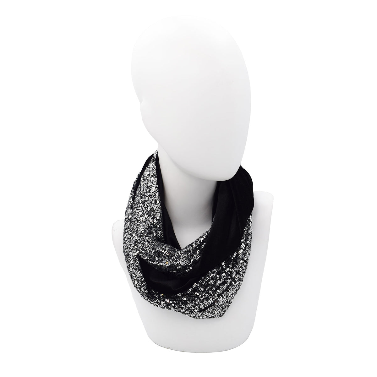 SILVER BLACK Infinity φουλάρι φορεμένο διπλό γύρω από τον λαιμό