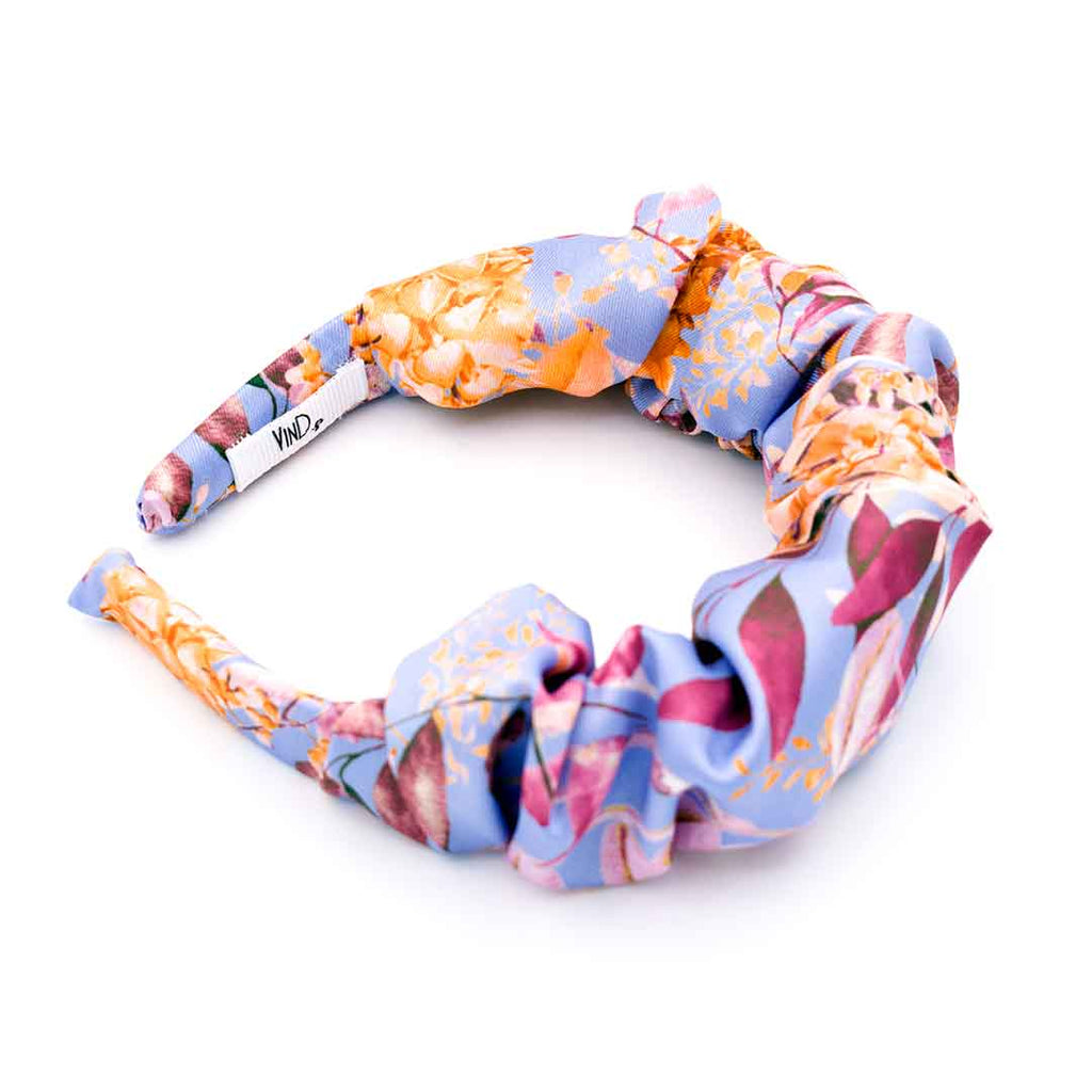 LILIAN: Χειροποίητη στέκα, σατεν με spring floral pattern σε lila-yellow