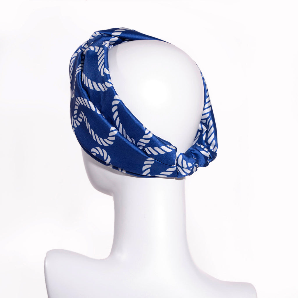 AEGEAN:  Bandana κορδέλα μαλλιών, με rope pattern print, white, blue