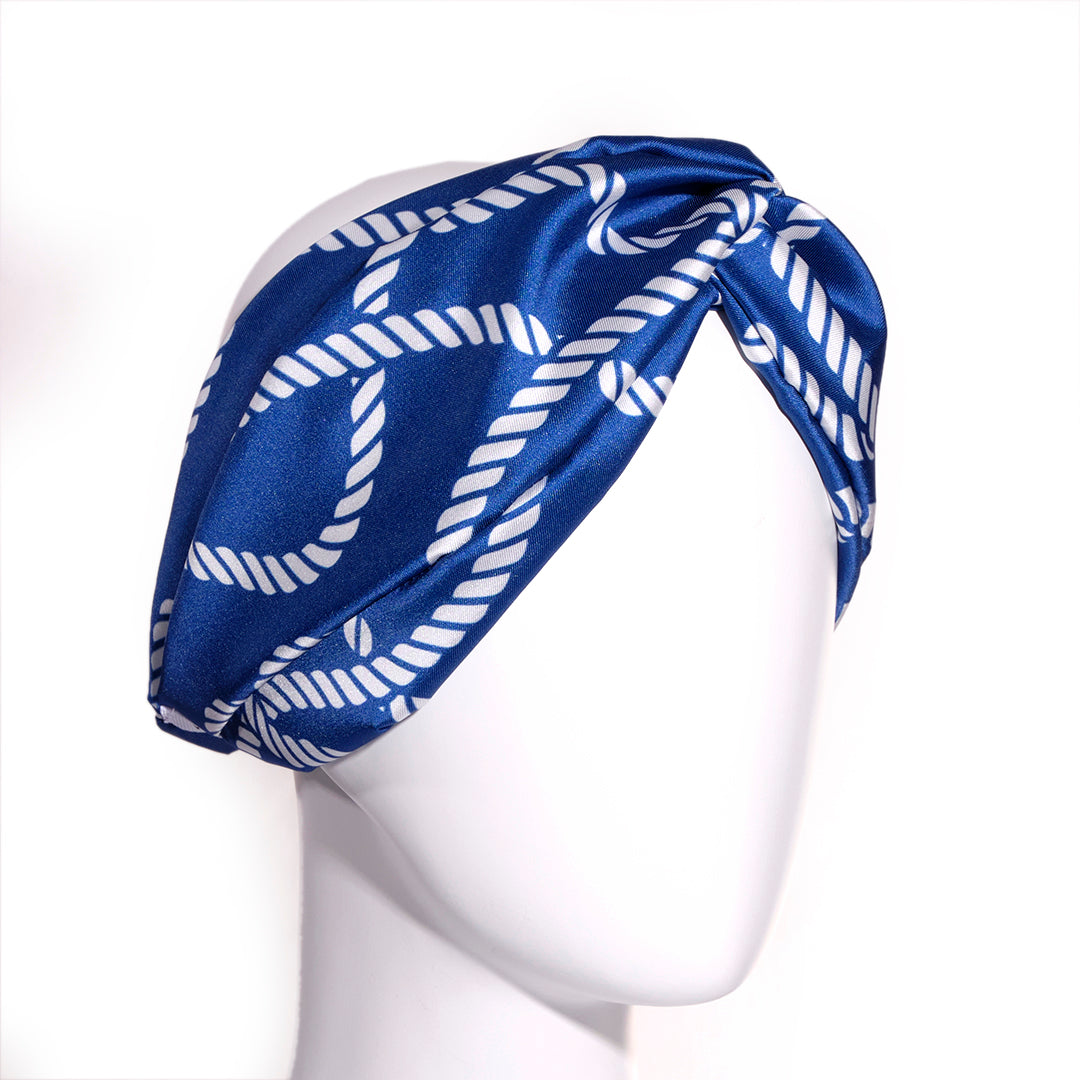 AEGEAN:  Bandana κορδέλα μαλλιών, με rope pattern print, white, blue