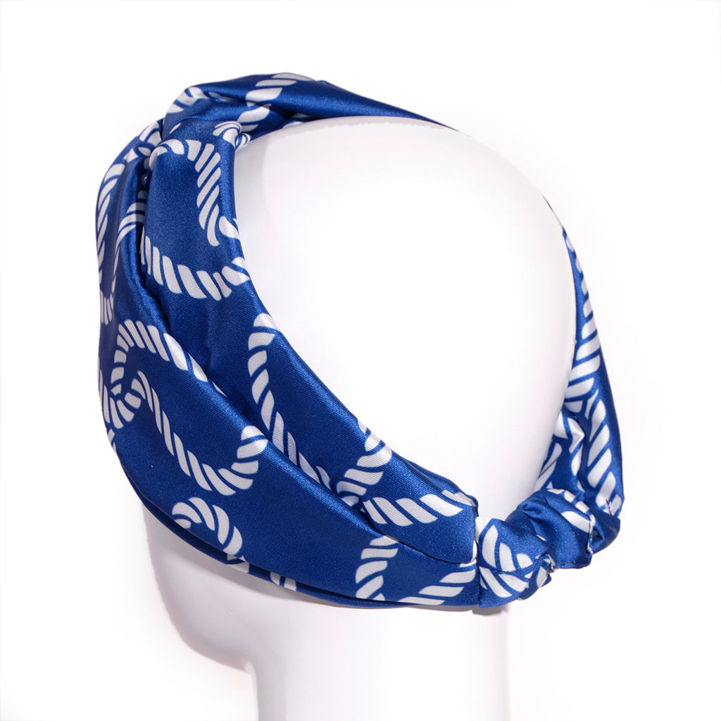 AEGEAN:  Bandana κορδέλα μαλλιών, με rope pattern print, white, blue