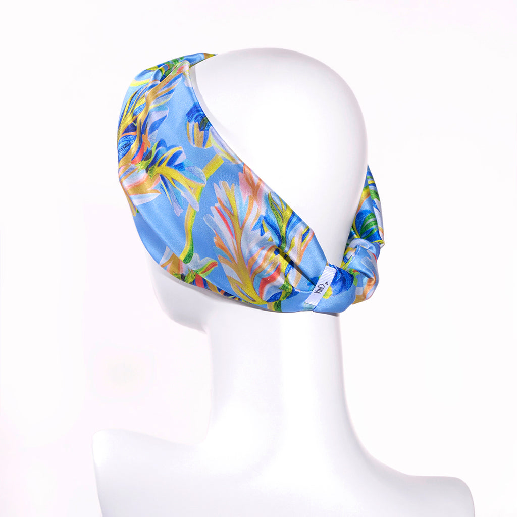 BERENICE INDIGO: Bandana κορδέλα μαλλιών, με impression flowers pattern