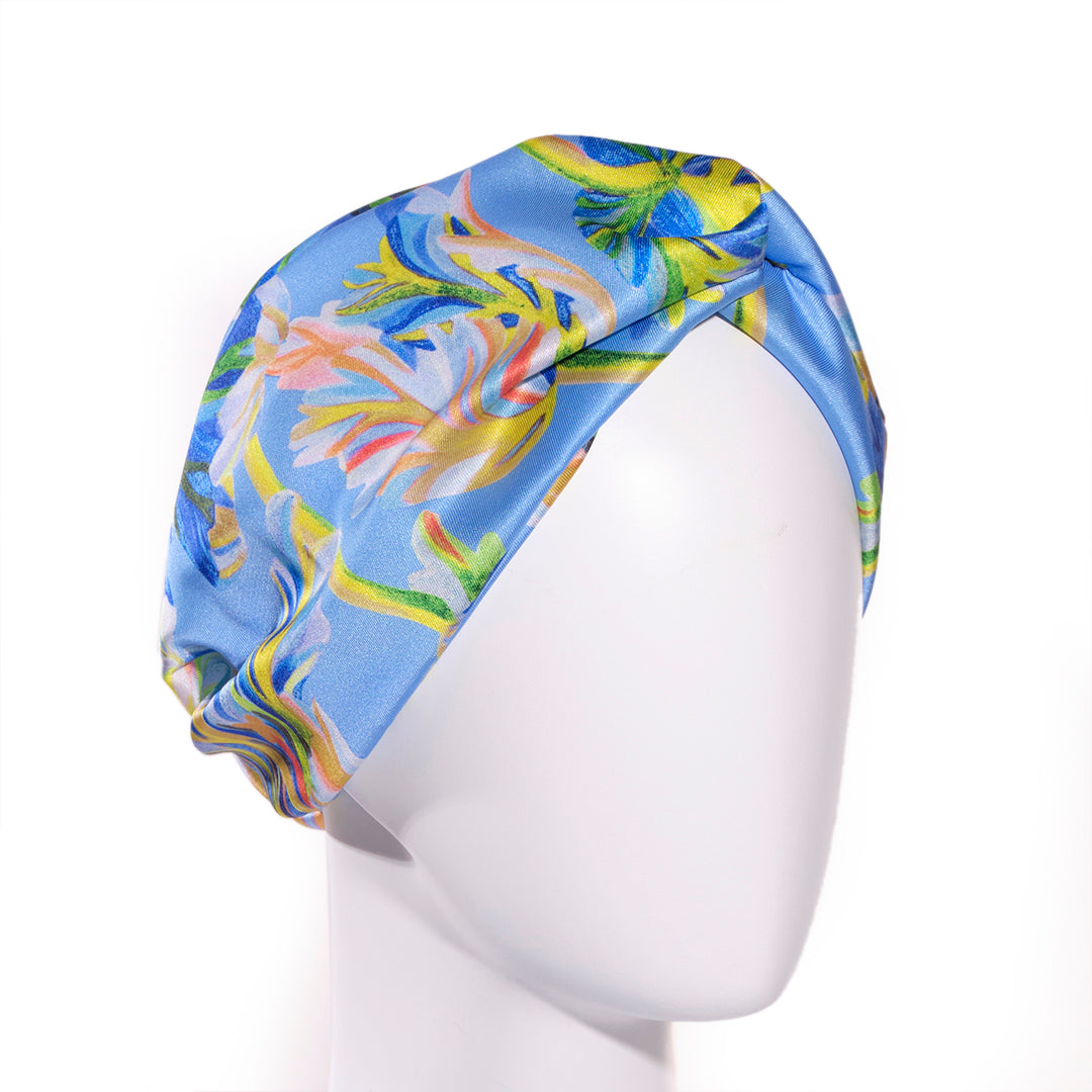 BERENICE INDIGO: Bandana κορδέλα μαλλιών, με impression flowers pattern