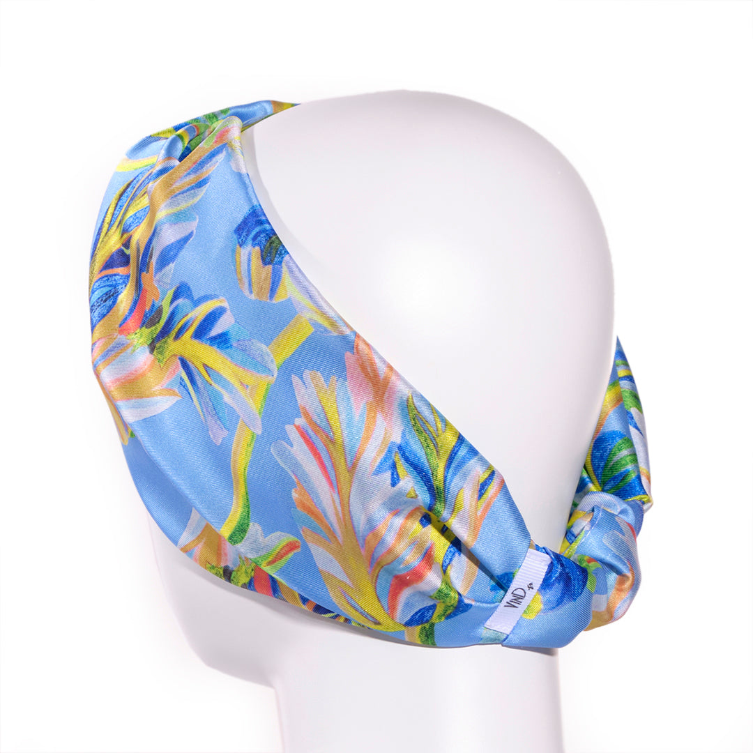 BERENICE INDIGO: Bandana κορδέλα μαλλιών, με impression flowers pattern