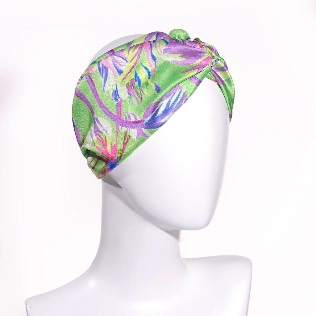 BERENICE KIWI: Bandana κορδέλα μαλλιών, με impression flowers pattern