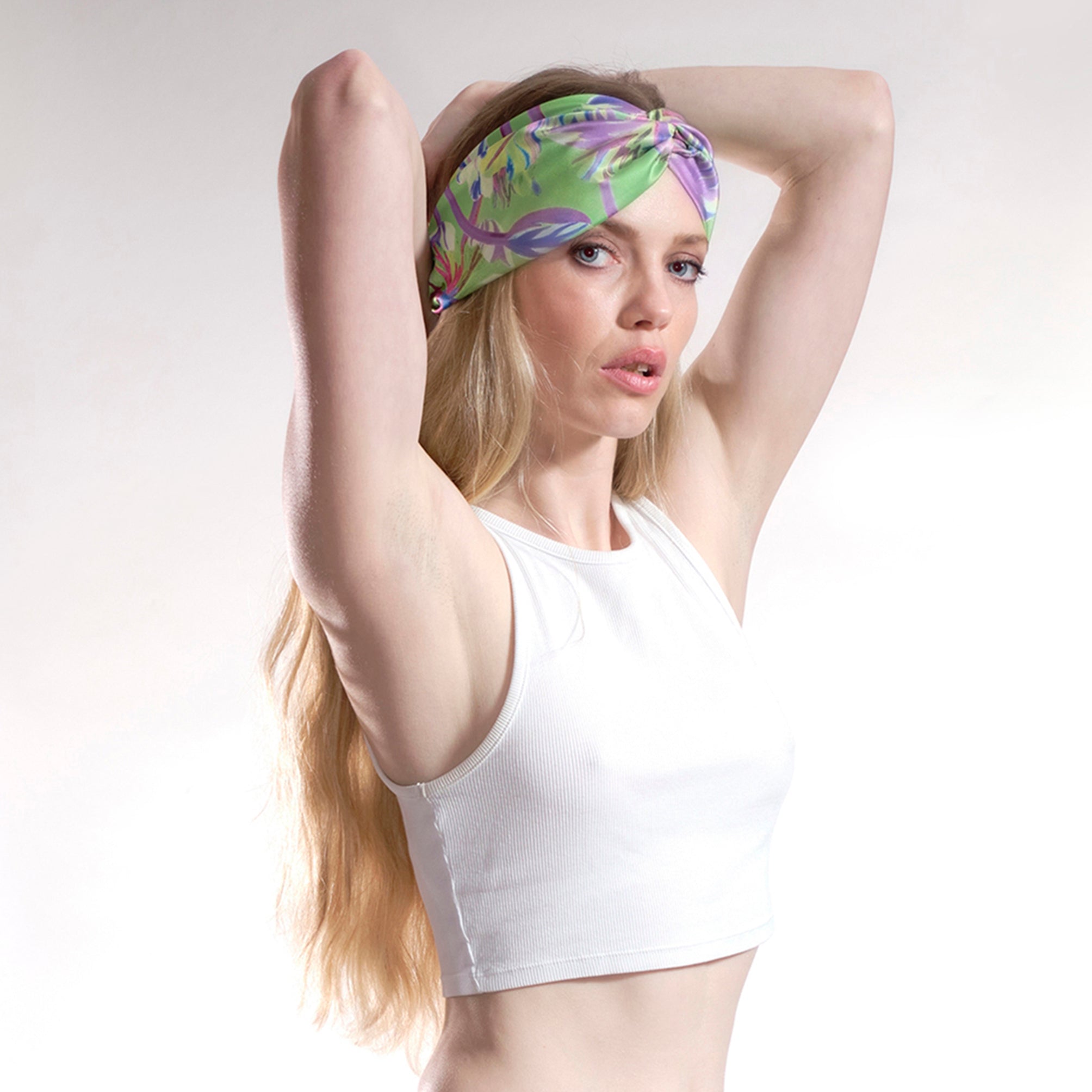 BERENICE KIWI: Bandana κορδέλα μαλλιών, με impression flowers pattern