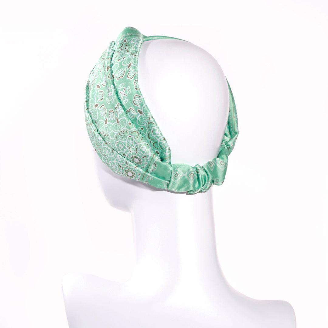 HERMINE PALE GREEN: Bandana κορδέλα μαλλιών, με arabesque lines pattern