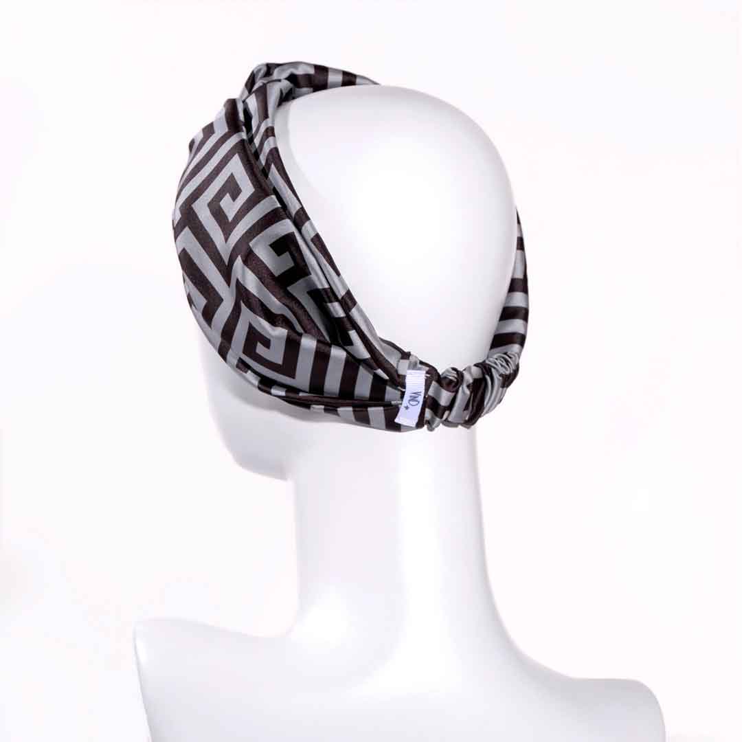 SAFFRON BEIGE: Bandana κορδέλα μαλλιών, με pattern greek key