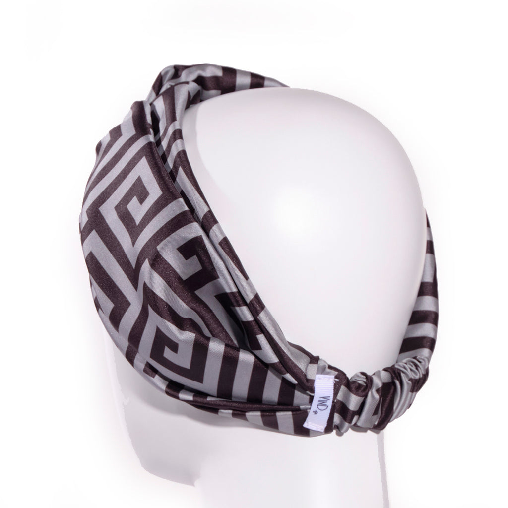 SAFFRON BEIGE: Bandana κορδέλα μαλλιών, με pattern greek key