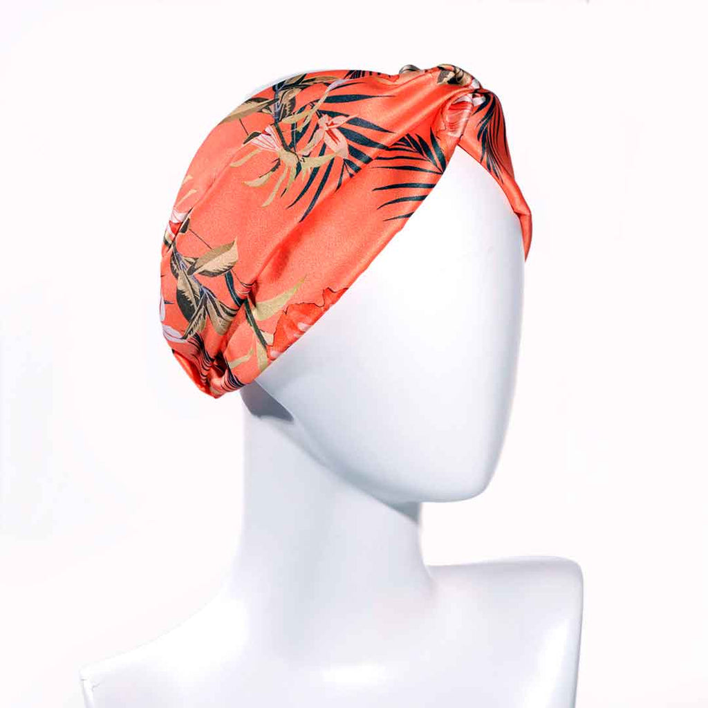 VIRGINIE ORANGE: Bandana, κορδέλα μαλλιών, σατεν, πορτοκαλί, λαδί