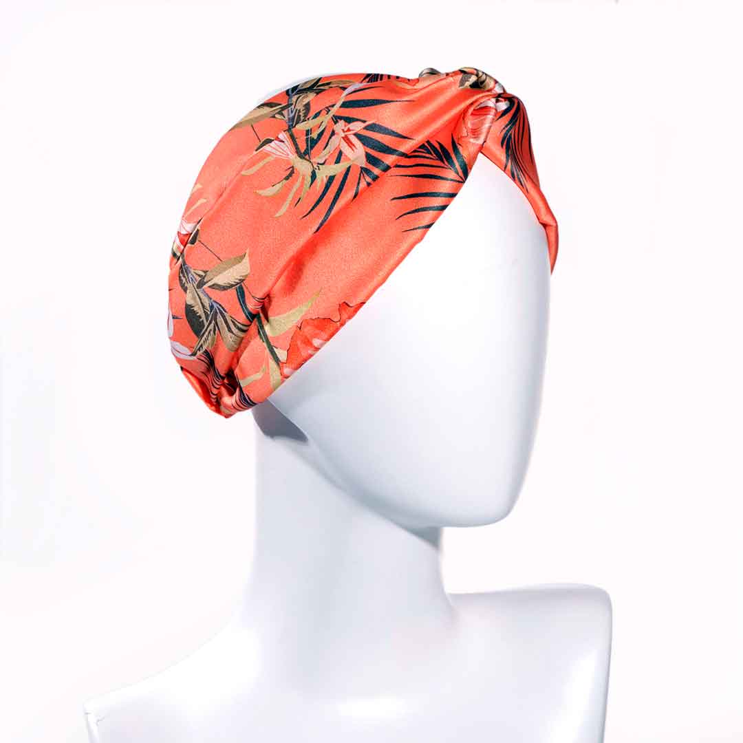 VIRGINIE ORANGE: Bandana, κορδέλα μαλλιών, σατεν, πορτοκαλί, λαδί