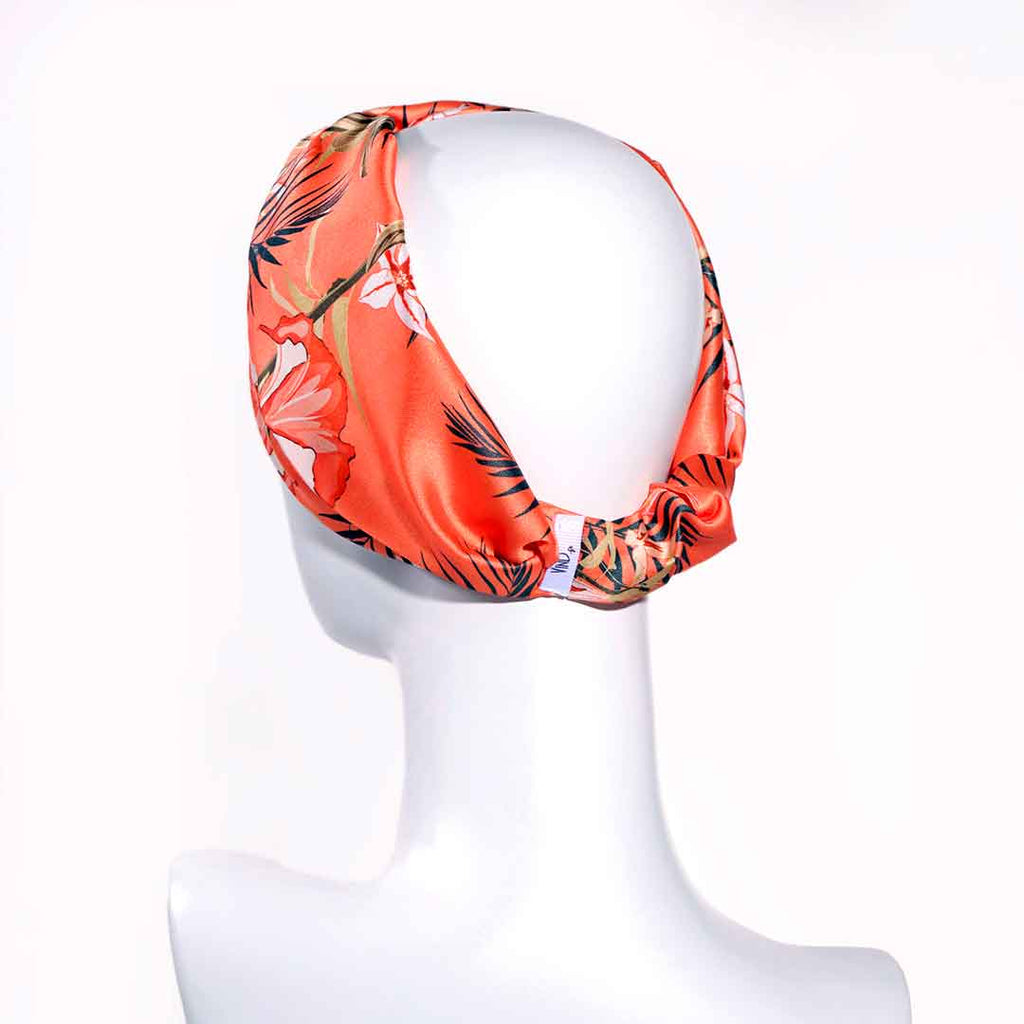 VIRGINIE ORANGE: Bandana, κορδέλα μαλλιών, σατεν, πορτοκαλί, λαδί