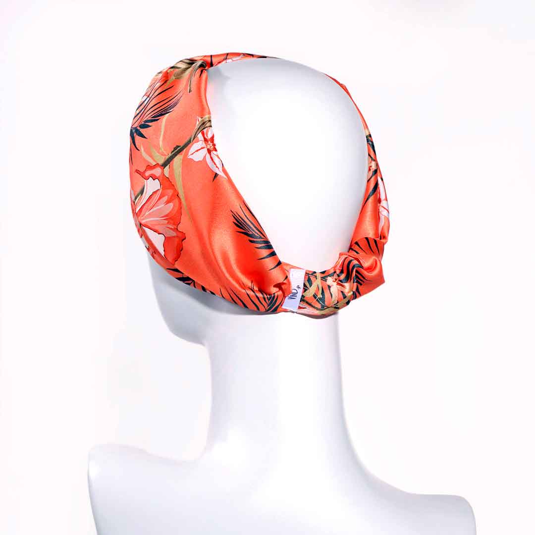 VIRGINIE ORANGE: Bandana, κορδέλα μαλλιών, σατεν, πορτοκαλί, λαδί