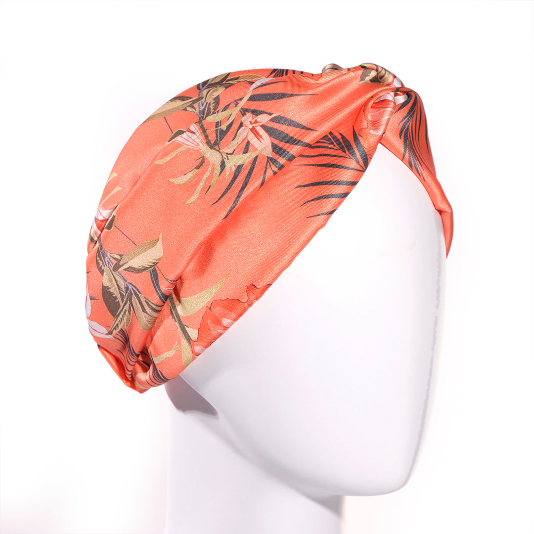 VIRGINIE ORANGE: Bandana, κορδέλα μαλλιών, σατεν, πορτοκαλί, λαδί