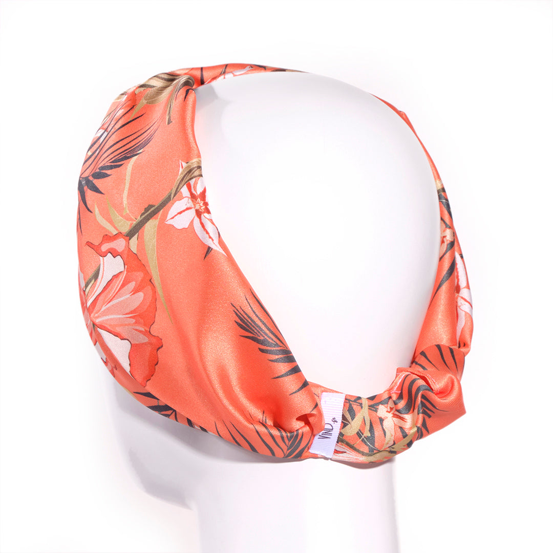 VIRGINIE ORANGE: Bandana, κορδέλα μαλλιών, σατεν, πορτοκαλί, λαδί