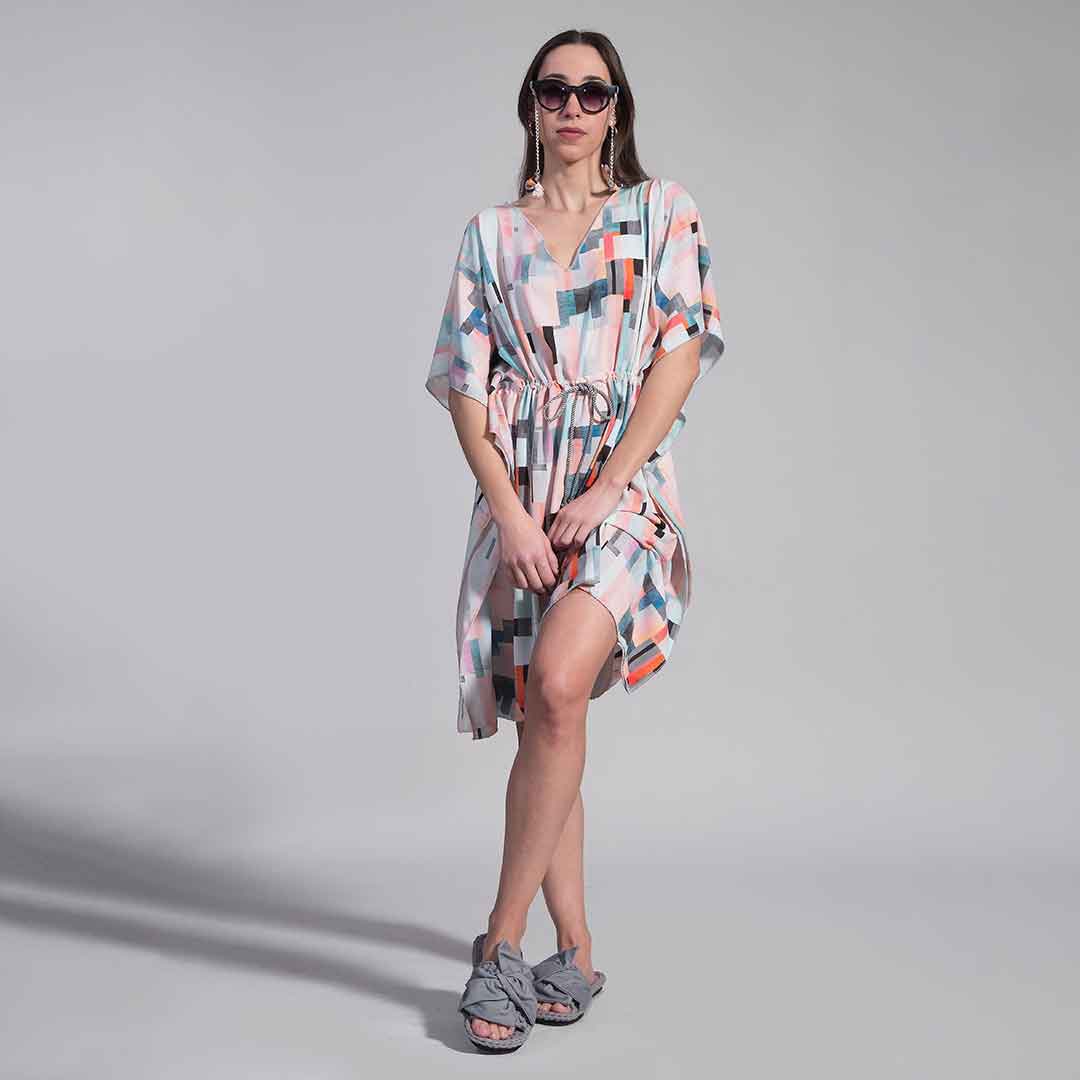 PEARL: Καφτάνι κοντό, oversized γαλάζιο, πράσινο
