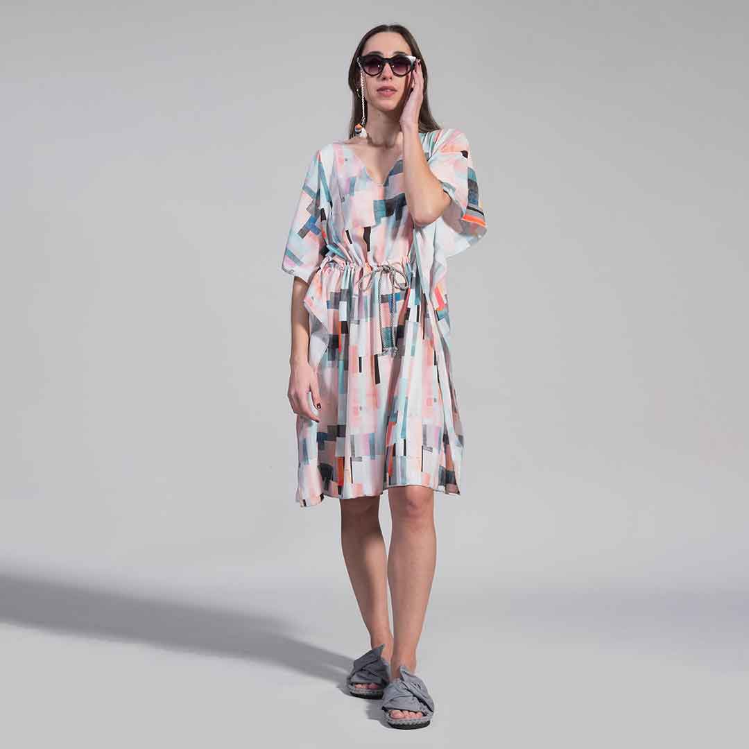 PEARL: Καφτάνι κοντό, oversized γαλάζιο, πράσινο