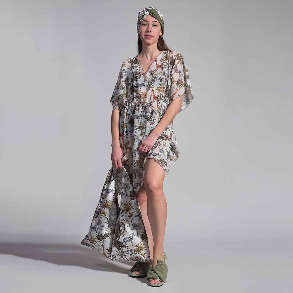 MEEKA: Καφτάνι διάφανο κοντό, oversized κόκκινο, μπλε