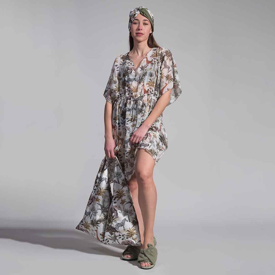 MEEKA: Καφτάνι διάφανο κοντό, oversized κόκκινο, μπλε