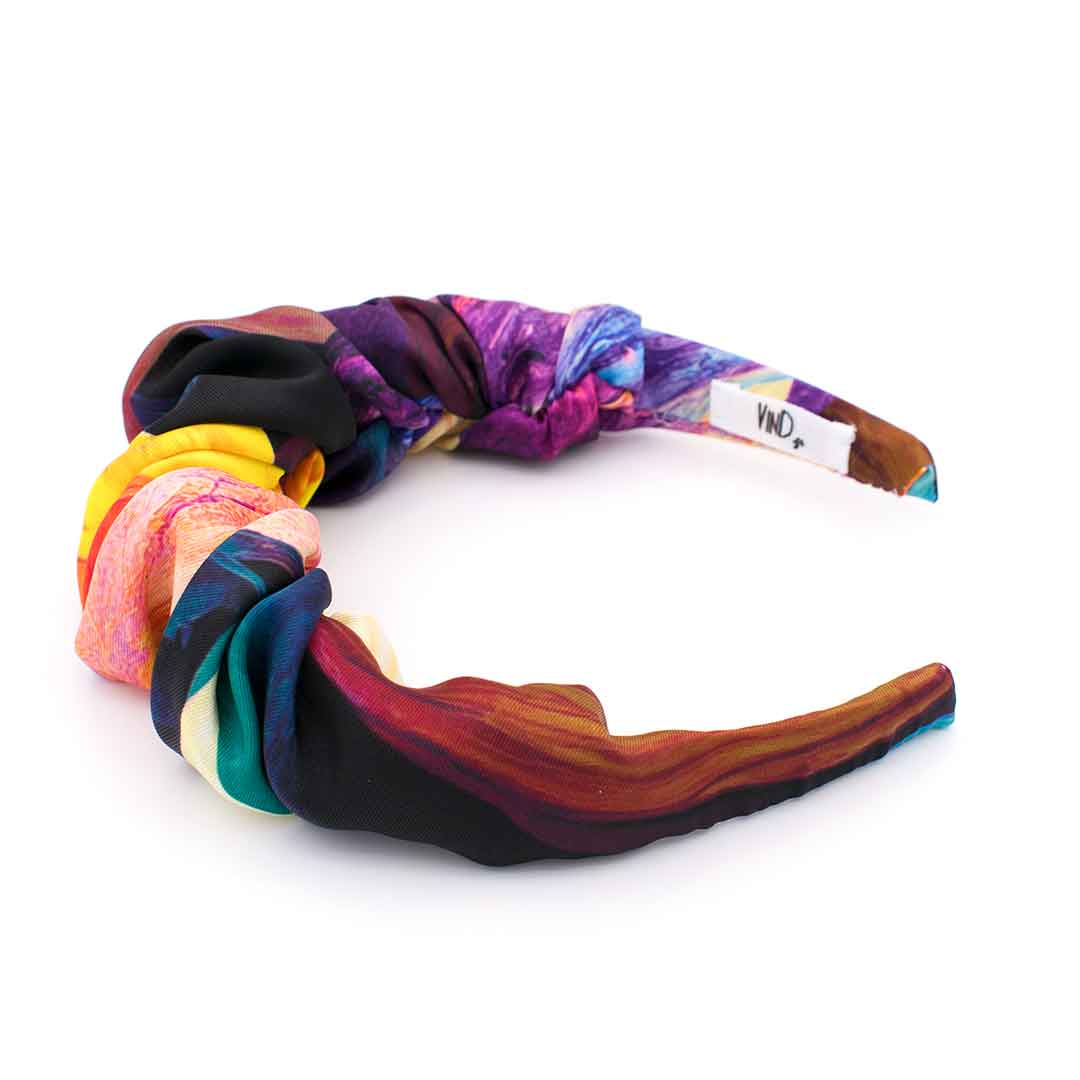 BERYL BLACK: Χειροποίητη στέκα, σατεν, με abstract shapes pattern