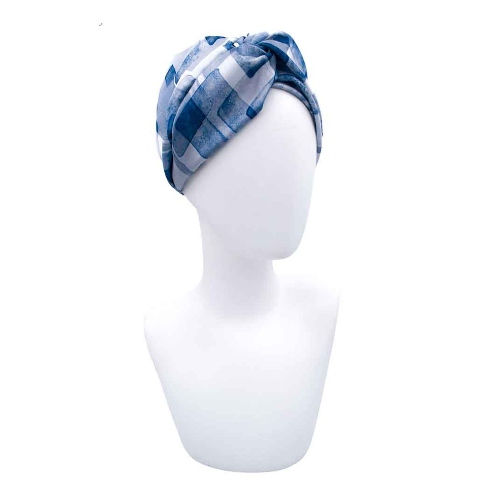 AMON: Bandana κορδέλα μαλλιών, σατεν, λευκό, μπλε