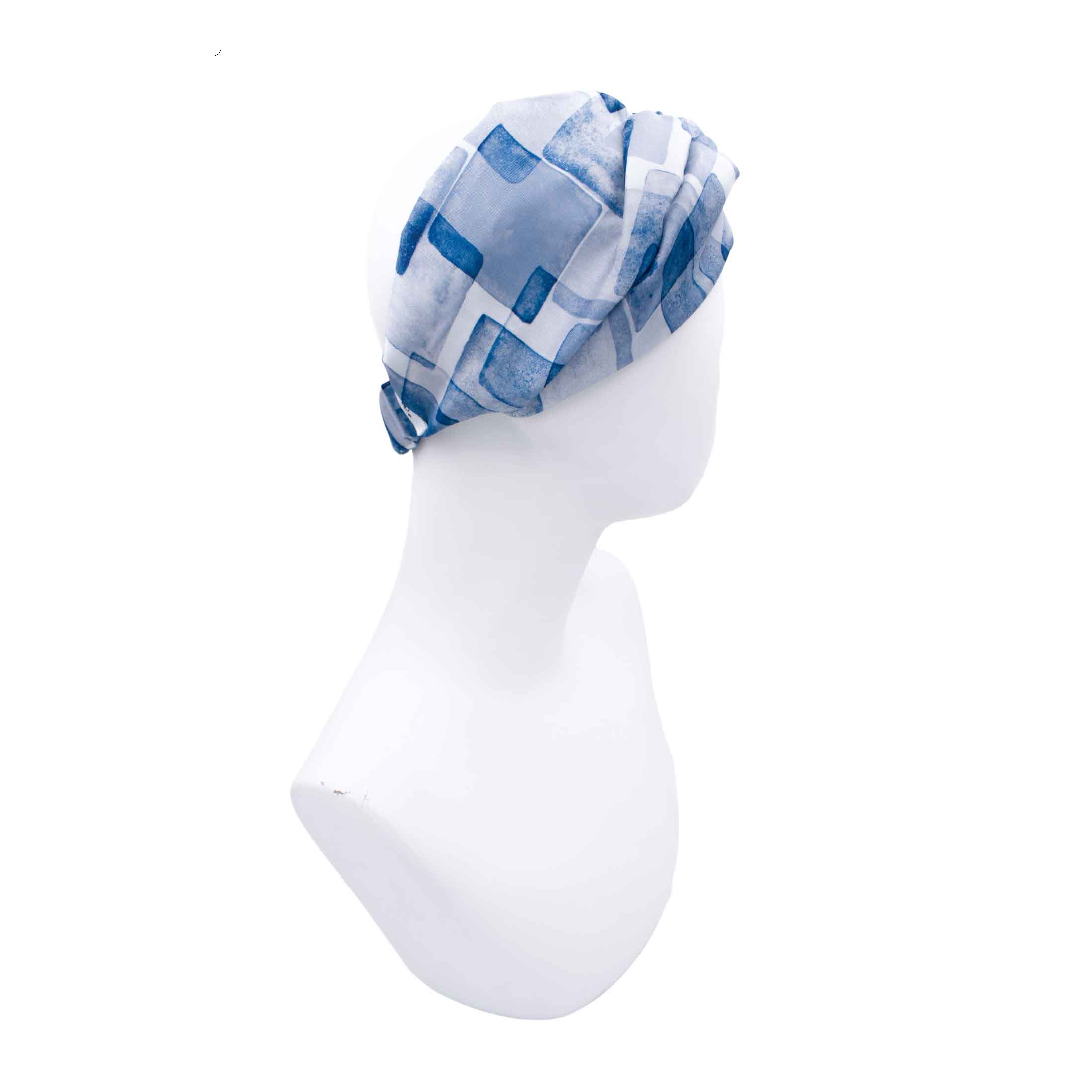 AMON: Bandana κορδέλα μαλλιών, σατεν, λευκό, μπλε