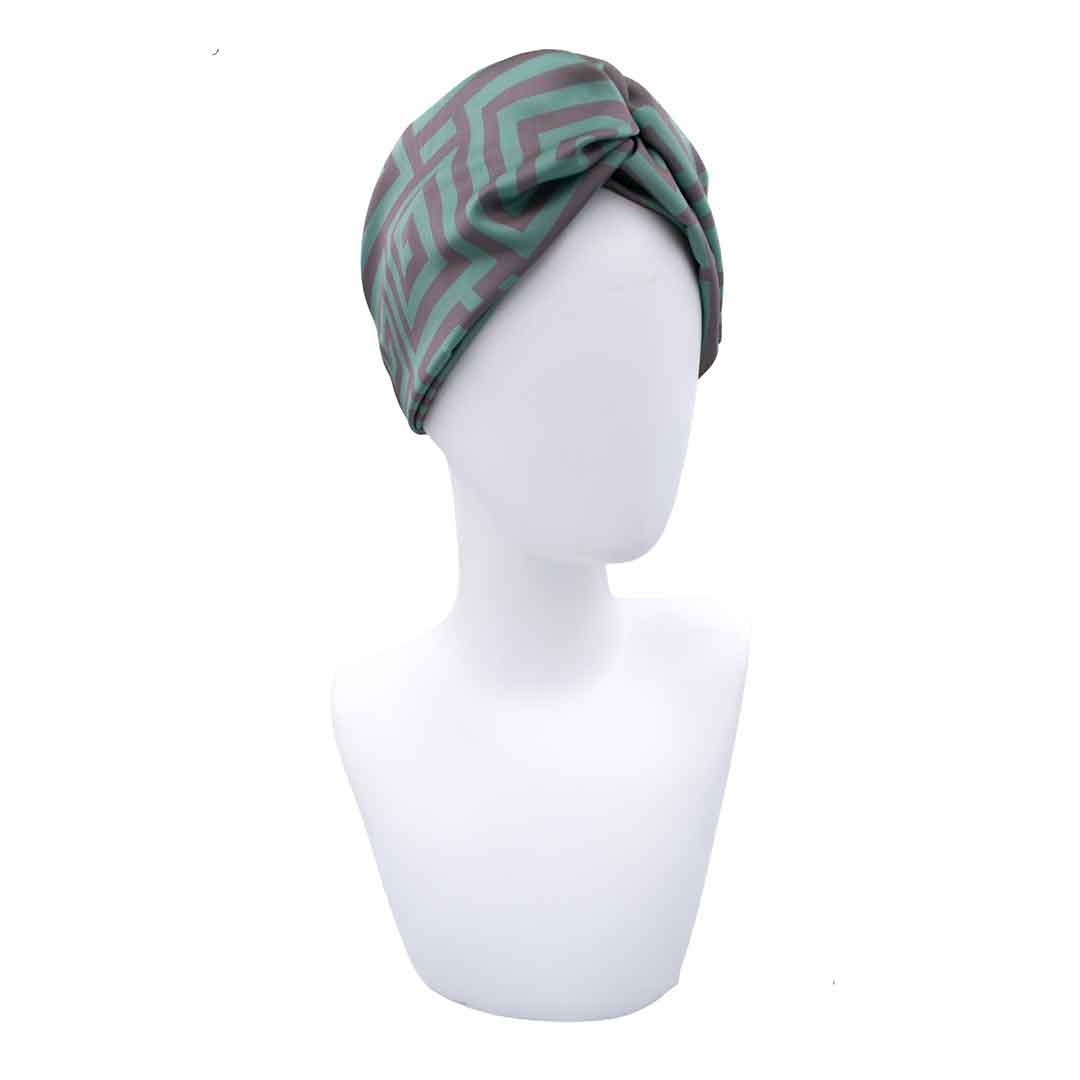 SAFFRON PISTAGIO: Bandana κορδέλα μαλλιών, με pattern greek key