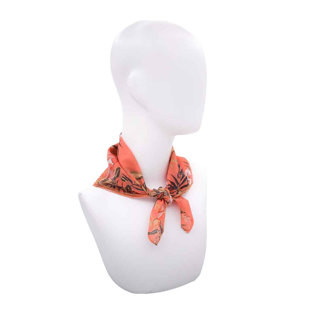 VIRGINIE ORANGE: Μαντήλι, φουλάρι 50x50 εκ., πορτοκαλί, λαδί