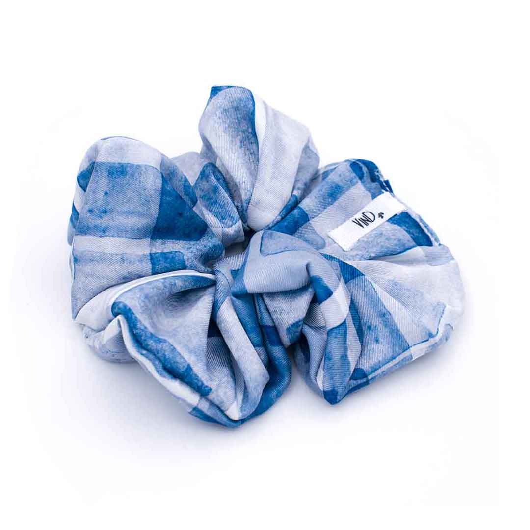 AMON: Εμπριμέ λαστιχάκι μαλλιών scrunchie, σατεν