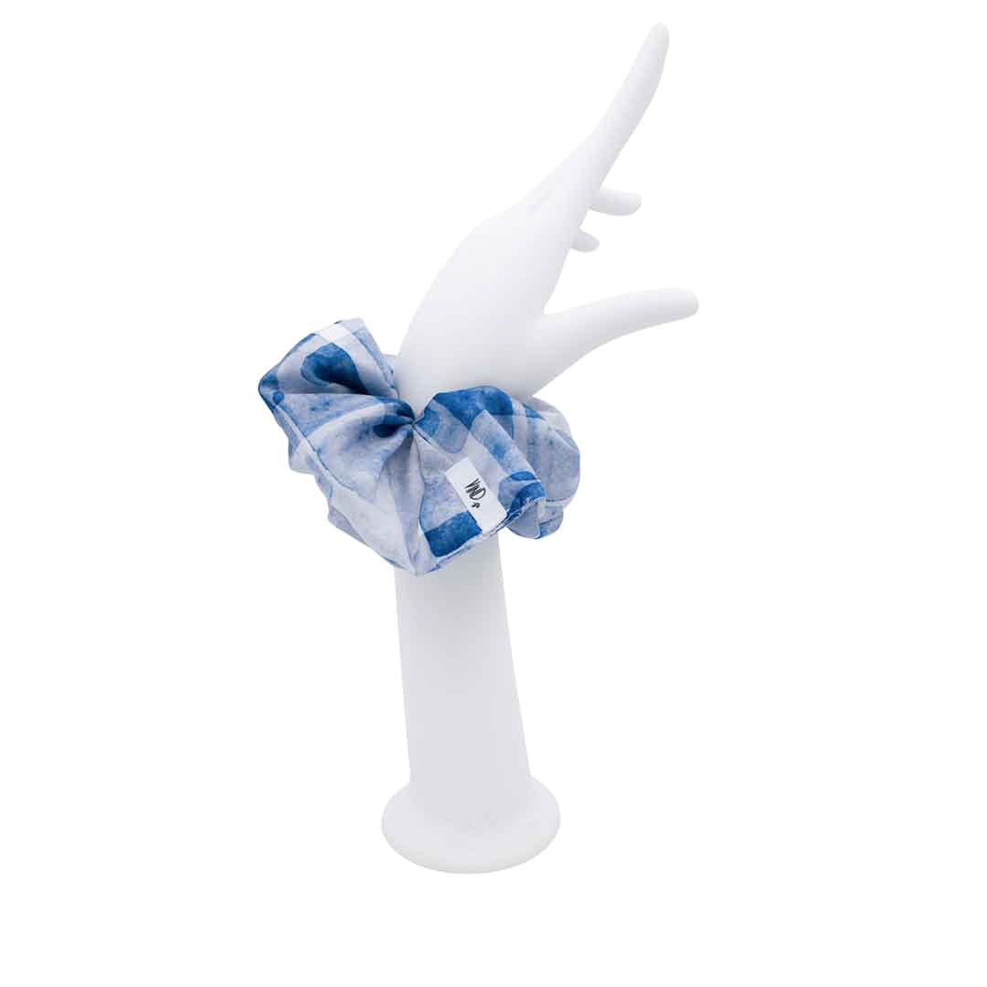 AMON: Εμπριμέ λαστιχάκι μαλλιών scrunchie, σατεν
