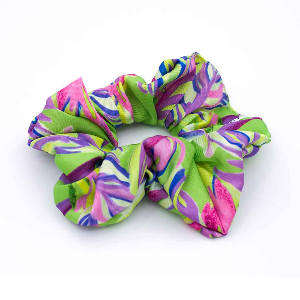 BERENICE KIWI: Εμπριμέ λαστιχάκι μαλλιών scrunchie, σατεν