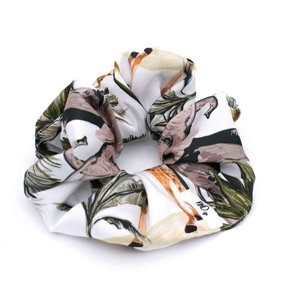 MEEKA: Εμπριμέ λαστιχάκι μαλλιών scrunchie, σατεν