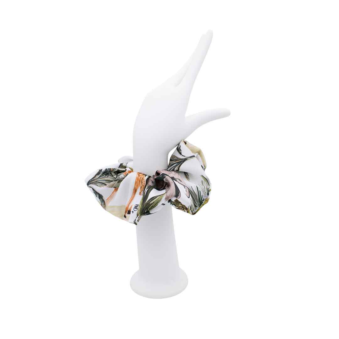 MEEKA: Εμπριμέ λαστιχάκι μαλλιών scrunchie, σατεν