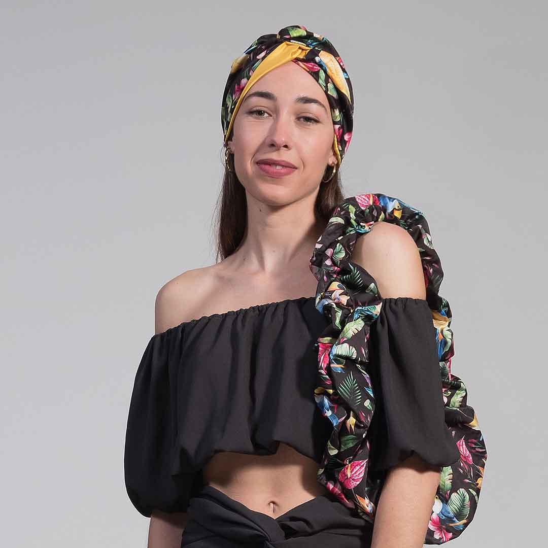 BLACK: Crop top τεχνητό μετάξι μαύρο