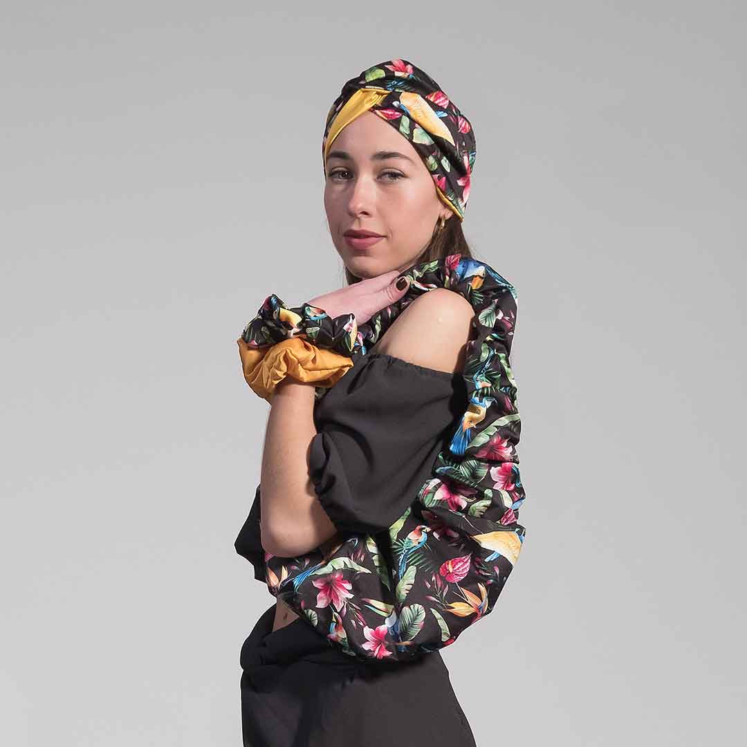 BLACK: Crop top τεχνητό μετάξι μαύρο