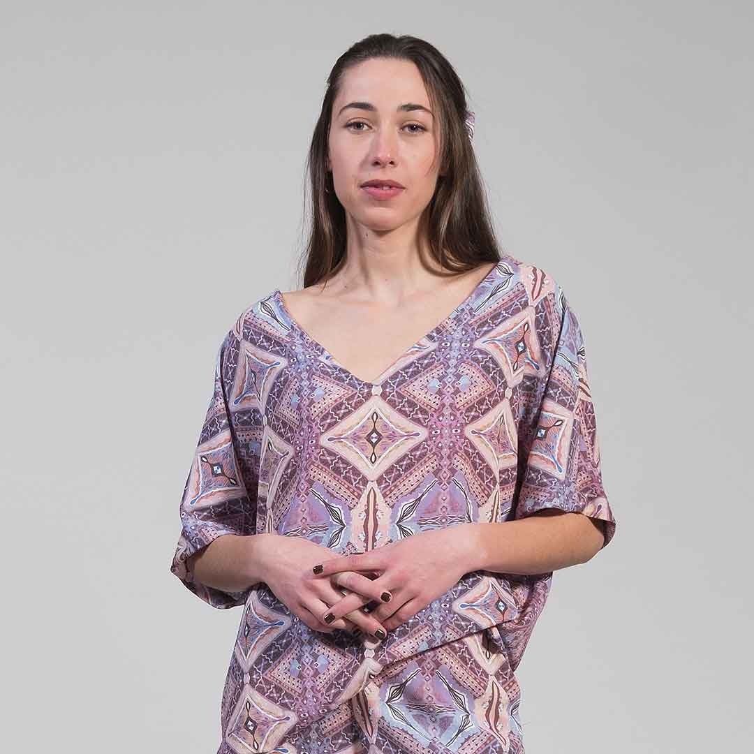 NEYTIRI: Vneck top, κόκκινο, θαλασσί