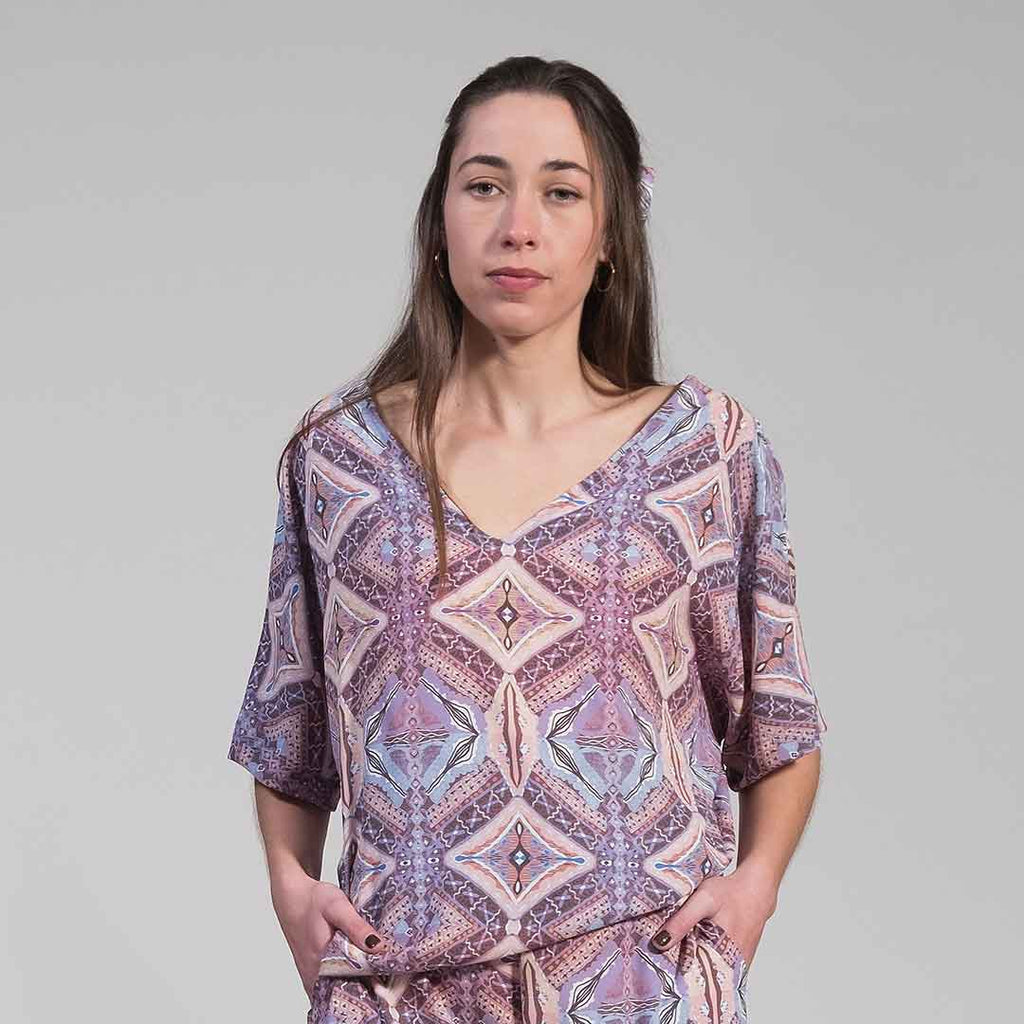 NEYTIRI: Vneck top, κόκκινο, θαλασσί
