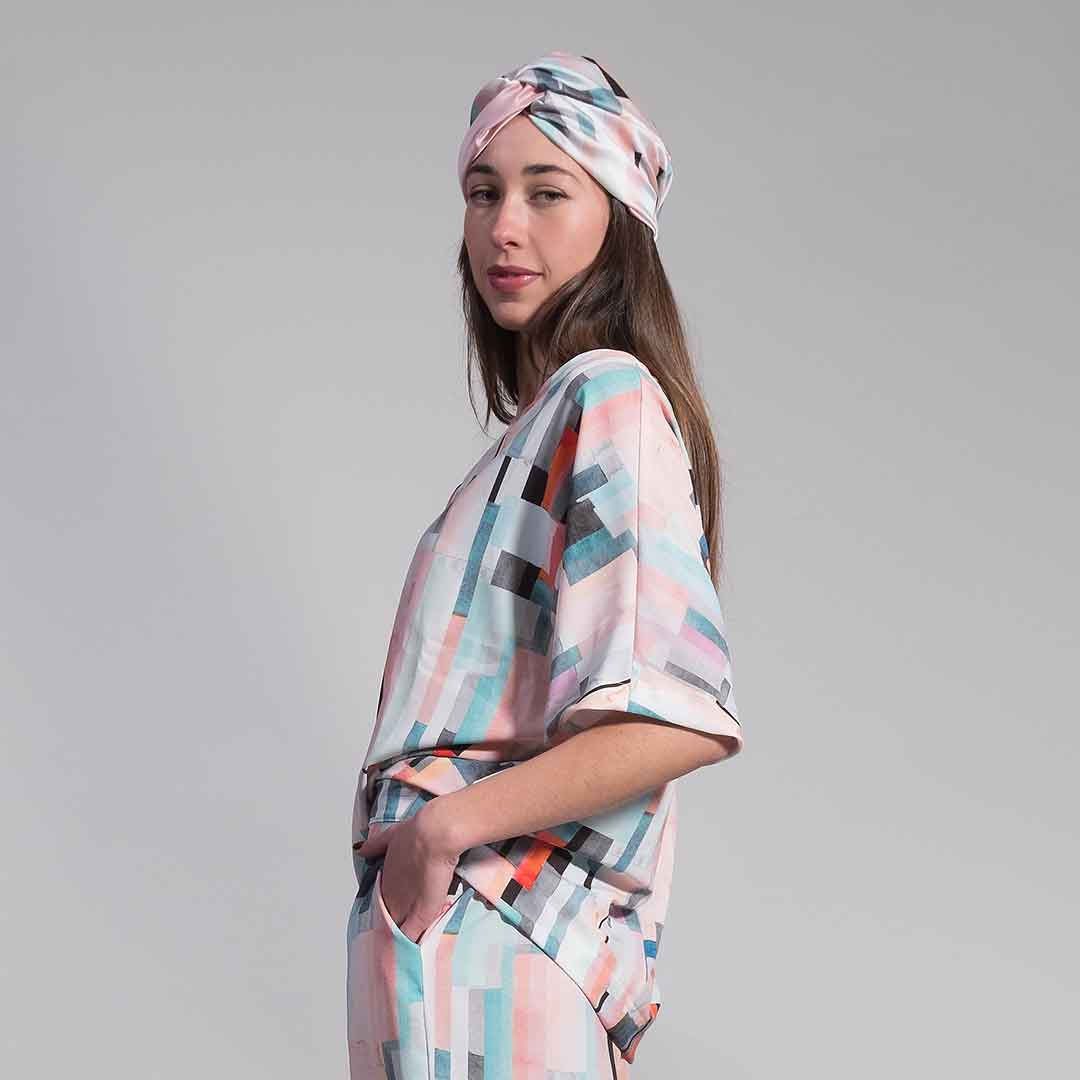 PEARL: Vneck top, γαλάζιο, πράσινο