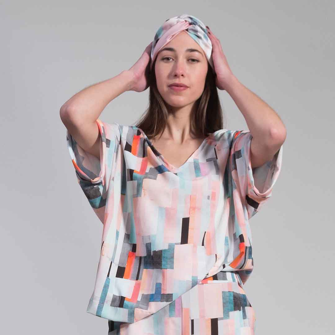 PEARL: Vneck top, γαλάζιο, πράσινο