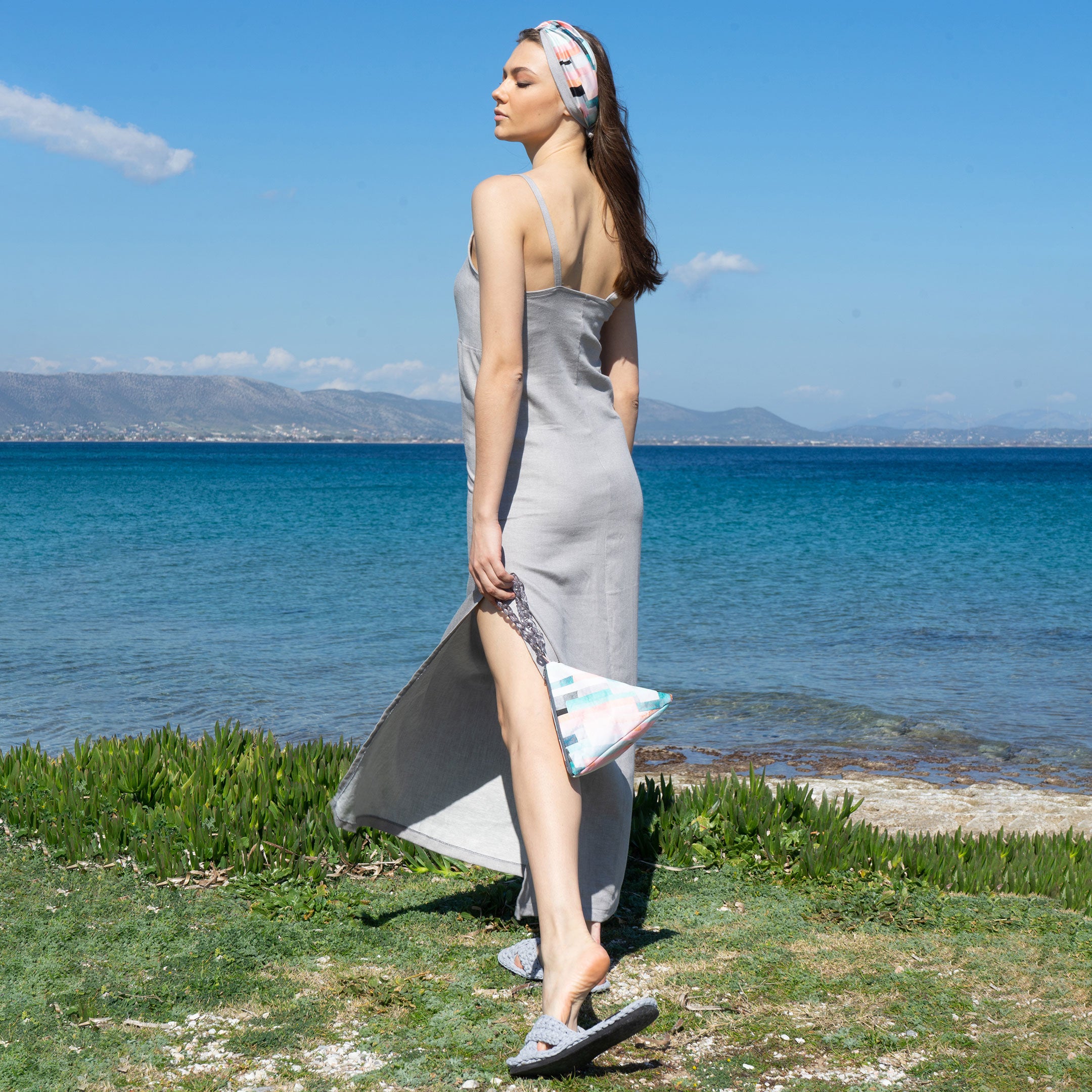 Αέρινο Φόρεμα με Δέσιμο από  Βισκόζη-Λινό,  5 χρώματα, χειροποίητο