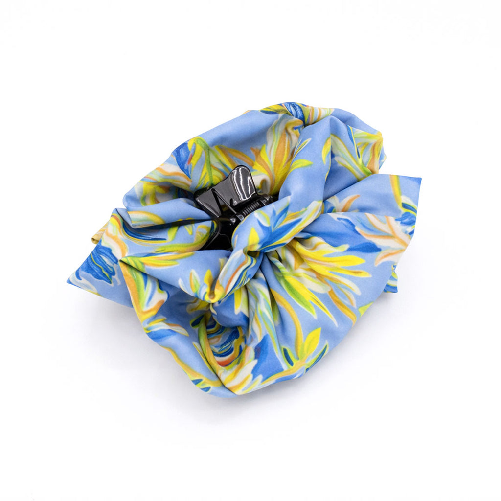 BERENICE INDIGO: Klammer μαλλιών,  με σατέν στολισμα, με impression flowers pattern