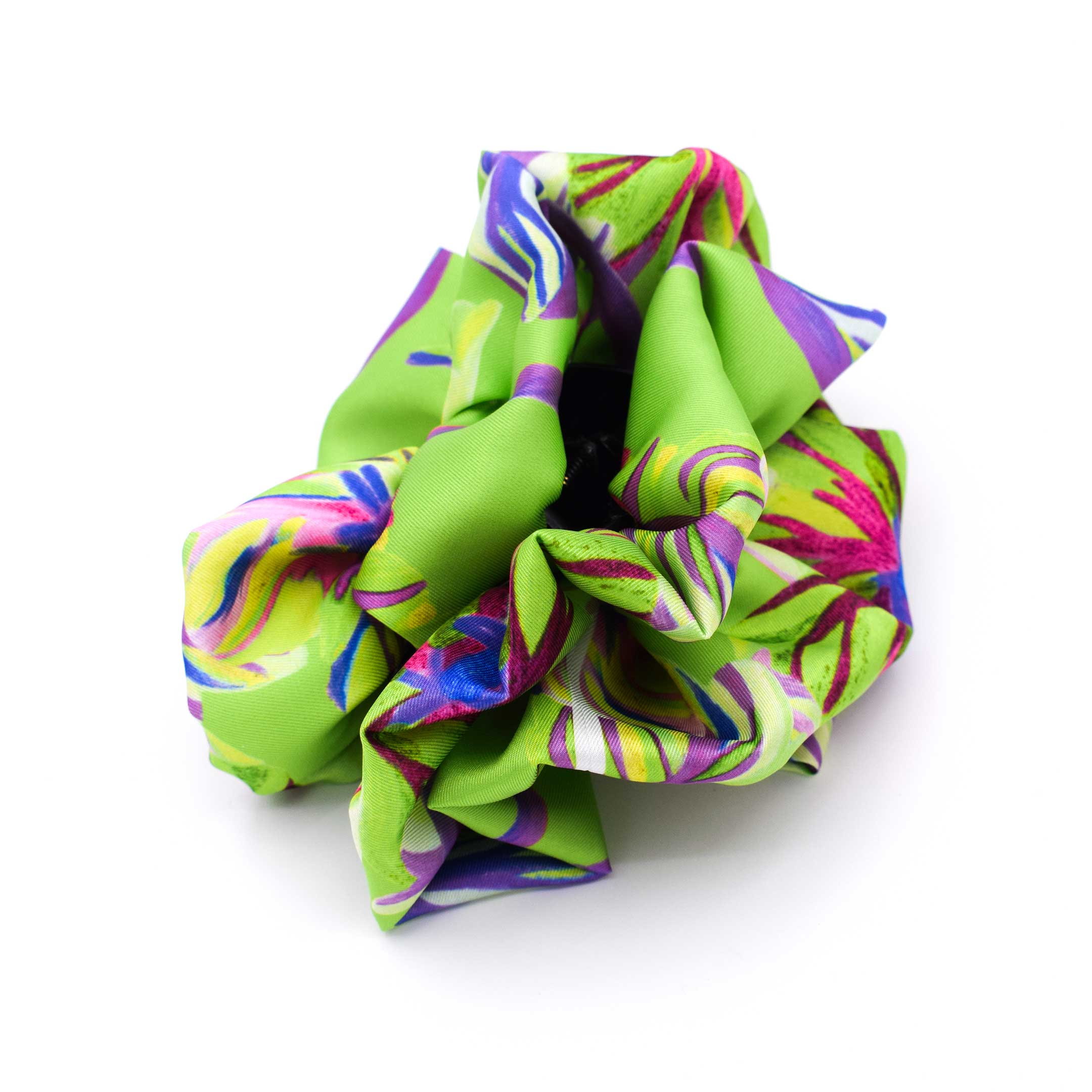 BERENICE KIWI: Klammer μαλλιών, με σατέν στολισμα, με impression flowers pattern