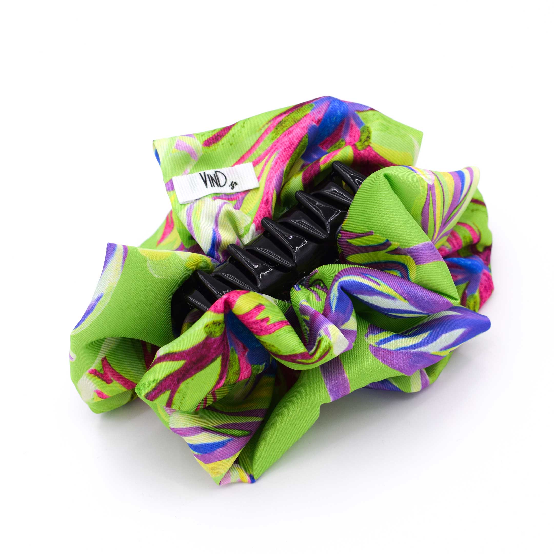 BERENICE KIWI: Klammer μαλλιών, με σατέν στολισμα, με impression flowers pattern