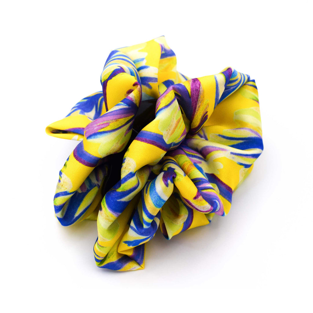 BERENICE YELLOW: Klammer μαλλιών,  με σατέν στολισμα, κίτρινο, violet, χειροποίητο