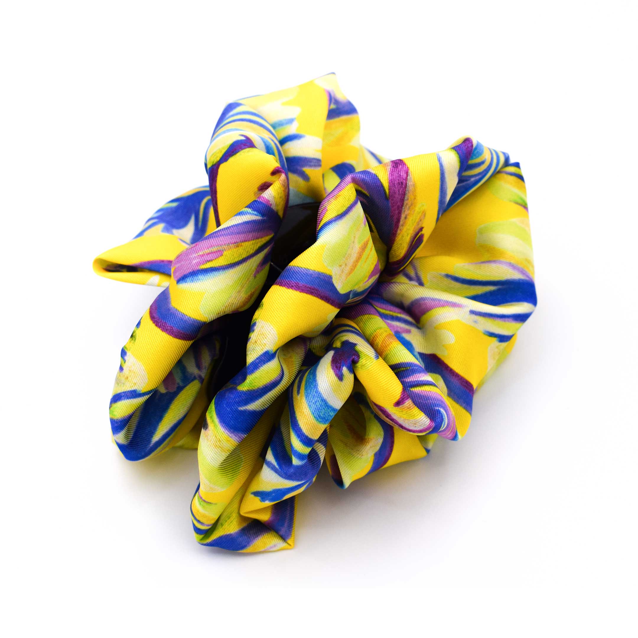 BERENICE YELLOW: Klammer μαλλιών,  με σατέν στολισμα, κίτρινο, violet, χειροποίητο