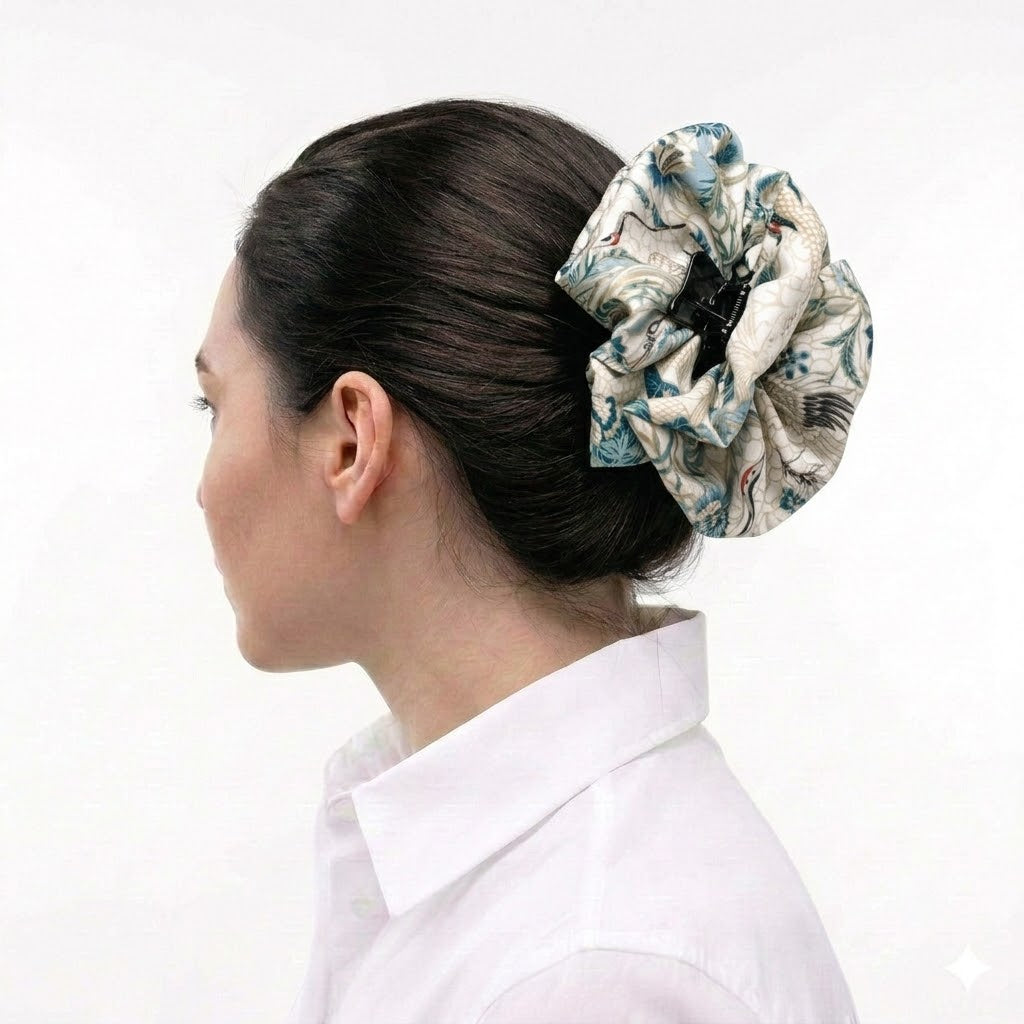 DESNA:  Klammer μαλλιών, με σατέν στολισμα, με Japanese botanical pattern